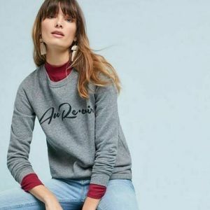 Anthropologie Sol Angeles Au Revoir Paris France Women’s Heather Grey Sweatshirt
